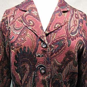 Coldwater Creek Jacket Brocade Tapestry Paisley Blazer Brown Rust Vintage Size M